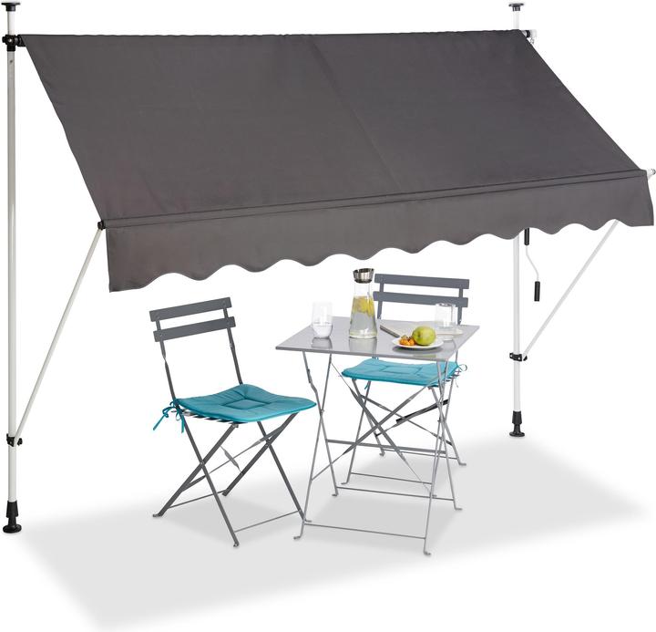 Actual product image Relaxdays Telescopic Balcony Awning (2.50 m)