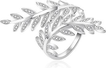 Agato Distinctive Silver Ring With Leaves Agt-R27w (57)
