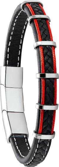 Produktbild Jourdan Lederarmband, roter Faden, Stahl (Leder, Stahl)