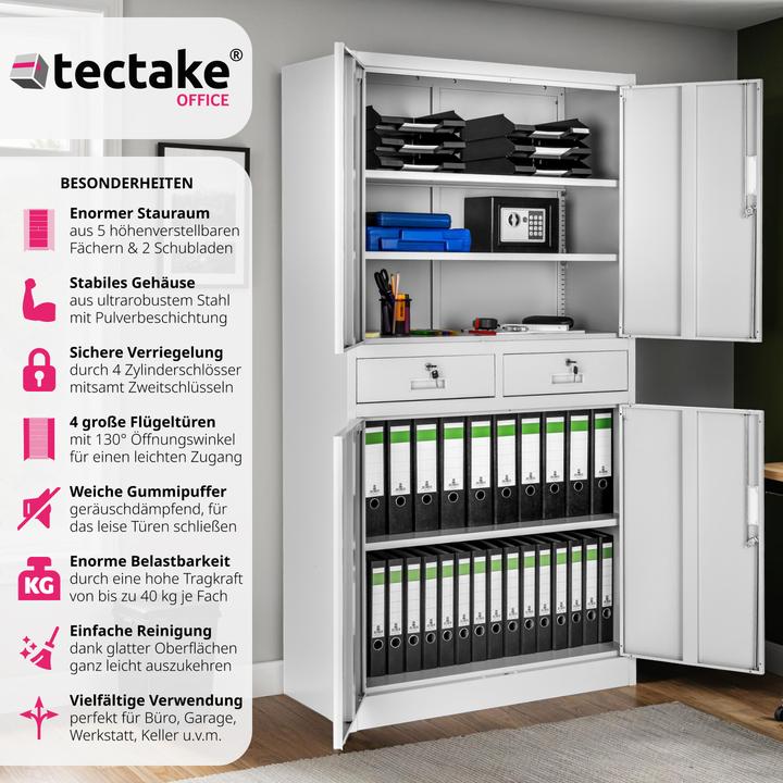 Produktbild tectake Aktenschrank (90 x 40 x 180 cm)