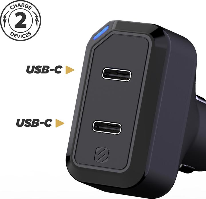 Actual product image Scosche Dual USB-C Car Charger Black