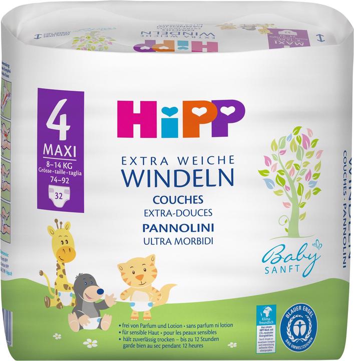Immagine prodotto Hipp Babysanft extra morbido (Dimensione 4, Pacco trasportabile, 32 Pezzo/i)
