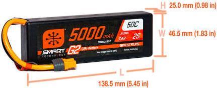 Produktbild Spektrum 5000mAh 2S 7.4V Smart G2 LiPo 50C Hard Case IC3 (7.40 V, 5000 mAh)