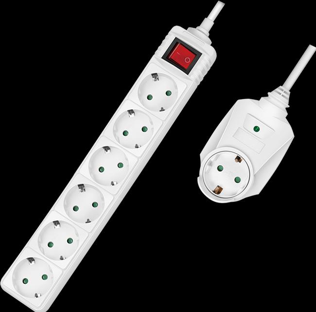 Actual product image LogiLink Power strip 7-way + switch, 6x CEE 7/3 + 1 through plug, 2 m (6 x, CEE 7/3, 2 m)