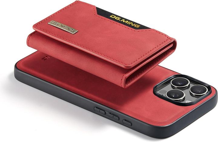 Produktbild Dg.Ming iPhone 12 / 12 Pro - Etui, Leder-Optik, Kartenfach & Magnetverschluss, Rot (Apple iPhone 12 Pro, Apple iPhone 12)