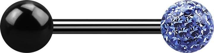 Produktbild Star Piercing Barbell schwarz mit Kugel und Kristallkugel hellblau Epoxy Schutzschicht (ohne Messing, Titan G23)