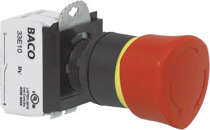 Actual product image Baco Emergency off switch L22ER01D Front plastic, black 600 V 10 A IP69K 1 pc.