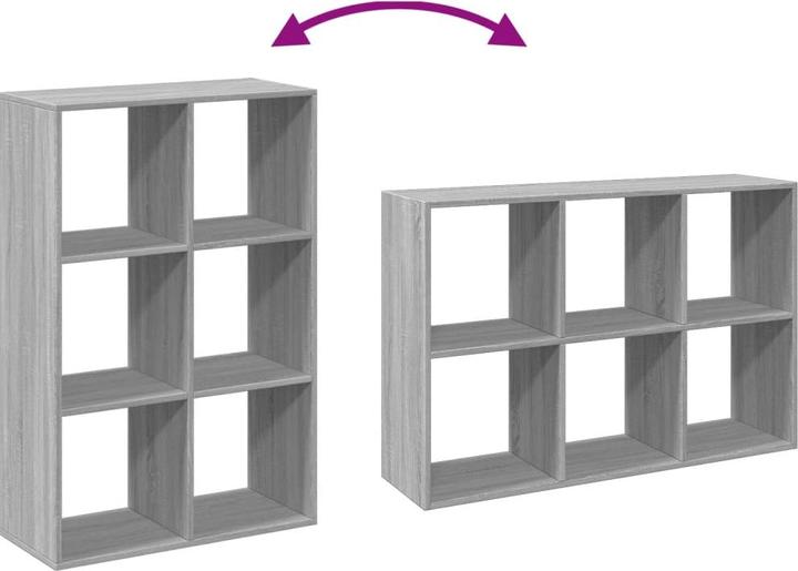 Image du produit VidaXL Séparation de pièce Bibliothèque Étagère sur pied Étagère de bureau Étagère cubique Gris Sonoma (69.5 x 29 x 103.5 cm)
