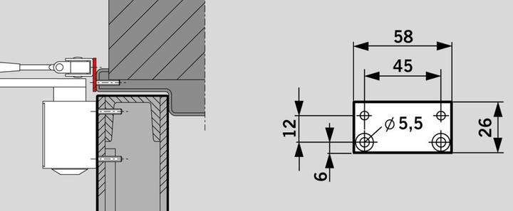 Produktbild Dormakaba Scharnierplatte zu TS 73 V / TS 83 (Balkontür, Zimmertür, Eingangstür, Holztür)