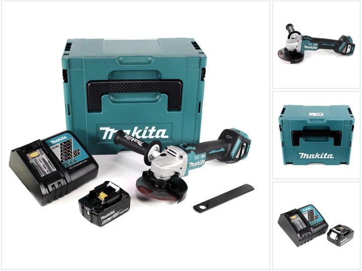 Produktbild Makita DGA 513 RG1J Akku Winkelschleifer 18V 125mm Brushless + 1x Akku 6,0Ah + Ladegerät + Makpac (125 mm)
