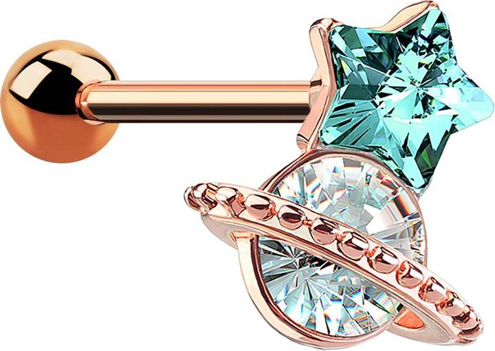 Immagine prodotto Star Piercing Micro Barbell rosegold Sternkristall mit Kristall (Acciaio chirurgico 316L, Ottone)