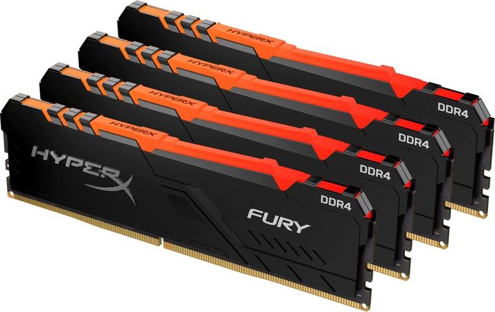 Image du produit Kingston Mémoire DDR4, CL16, DIMM, Kit de 4, HyperX FURY RGB (4 x 32GB, 2666 MHz, RAM DDR4, DIMM)