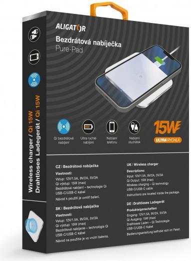 Image du produit Aligator CHQ005 Appareil mobile Récepteur de charge sans fil Téléphone mobile/Smartphone USB Type-C (15 W)