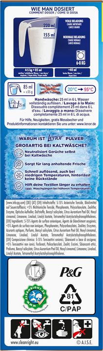 Voedingswaarden en ingrediënten Lenor Aprilfrisch (18 Wascycli, Waspoeder)