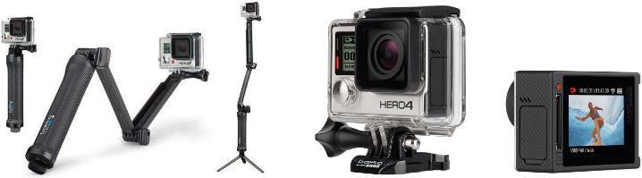 GoPro Hero 4 Silver Edition avec poignée à 3 voies (poignée, trépied)