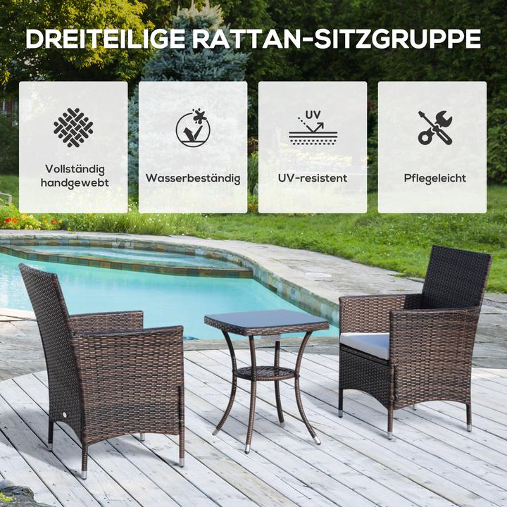Produktbild Outsunny Rattan-Sitzgruppe als 3-teiliges Set