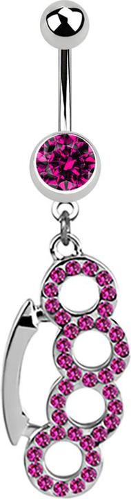 Produktbild Star Piercing Banane silber mit Anhänger Schlagring fuchsia (Chirurgenstahl 316L, ohne Messing)