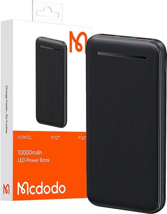 Actual product image Mcdodo Power Bank MC-4631 Dual USB,10000mAh, 10.5W (black) (10000 mAh, 37 Wh)