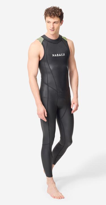 Nabaiji Open water swimming wetsuit - Men's Neoprene LongJohn - 2/2 mm - black/green (2 mm, 38)