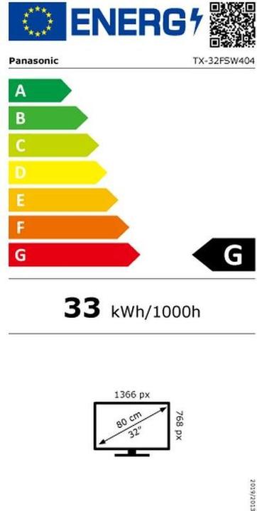 Energie-Label Panasonic Tx-32fsw404 (32", LCD, HD, 2018)