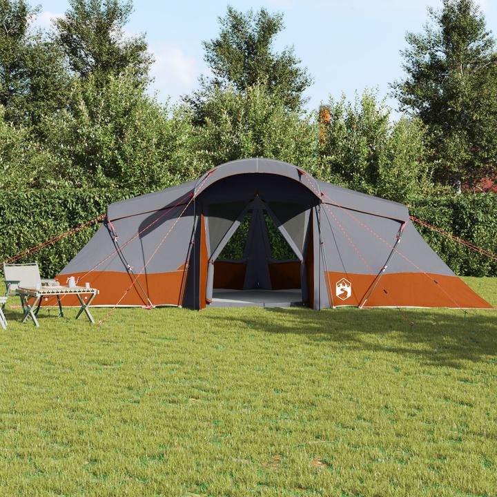 Actual product image VidaXL Family tent with windows Dome grey and orange for 6 people Waterproof (Dome tent, 6 persons)