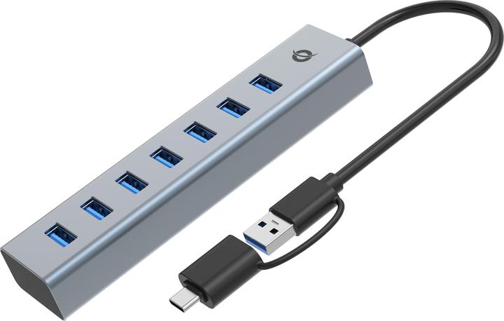 Actual product image Conceptronic USB hub 7-Port 3.0 ->7x3.0 5Gbps incl. PW.adapter (USB-A, 7 Ports)