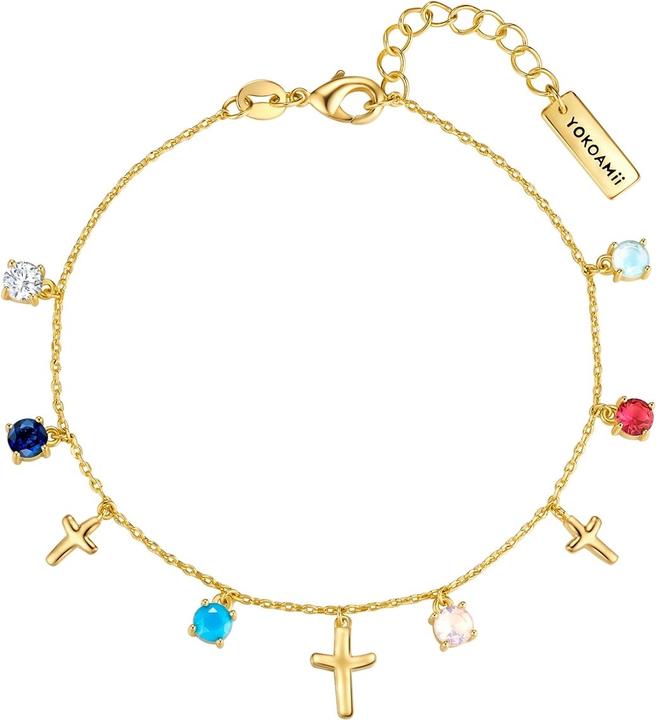 Yokoamii Damen Armband Kreuz - 36302 (17 cm, Messing)