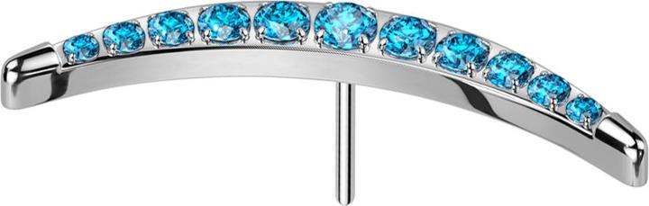 Actual product image Star Piercing Threadless crescent moon silver with crystals aqua (Titanium)