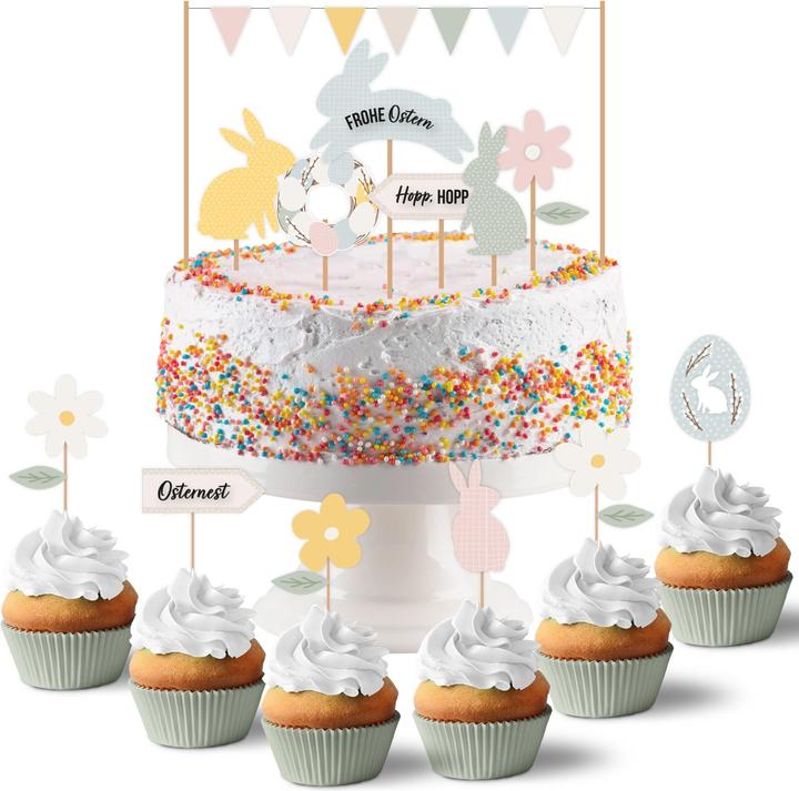 Papierdrachen Oster Kuchenstecker Pastell Set 01 (18 x)
