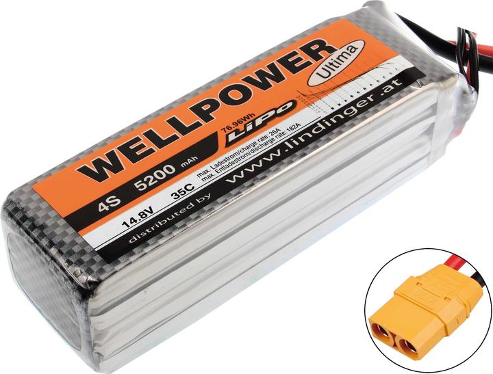 Image du produit Wellpower BATTERIE LIPO ULTIMA 5200 MAH / 14,8 VOLT 4S 35/70C CH5/8 XT-90 (14.80 V, 5200 mAh)