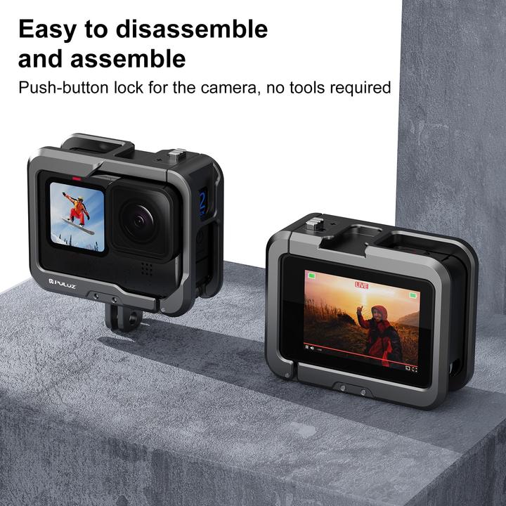 Actual product image Puluz GoPro aluminium mount (Hero 10, Hero 9, Hero 11, GoPro Hero 13, Hero 12)