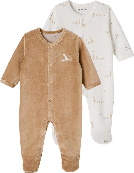 Vertbaudet 2er-Pack Baby Samtstrampler mit Bio-Baumwolle