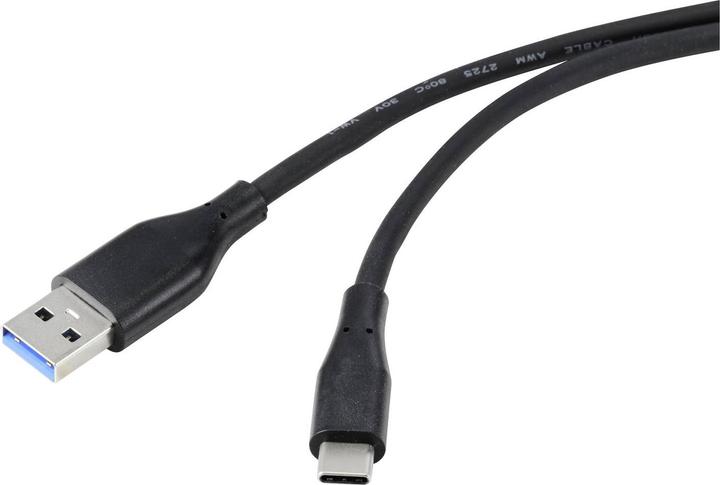 Actual product image Renkforce USB cable USB 3.2 Gen1 3.0 3.1 USB-C plug 2.00 m Black (2 m, USB 3.2 Gen 1, 15 W)