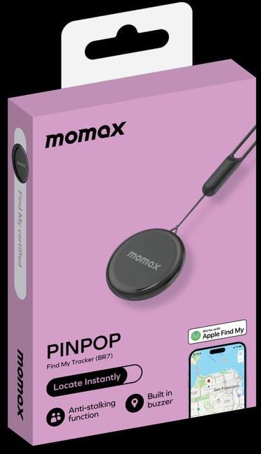 Actual product image Momax Pinpop Apple Find My Certificated Tracker Black