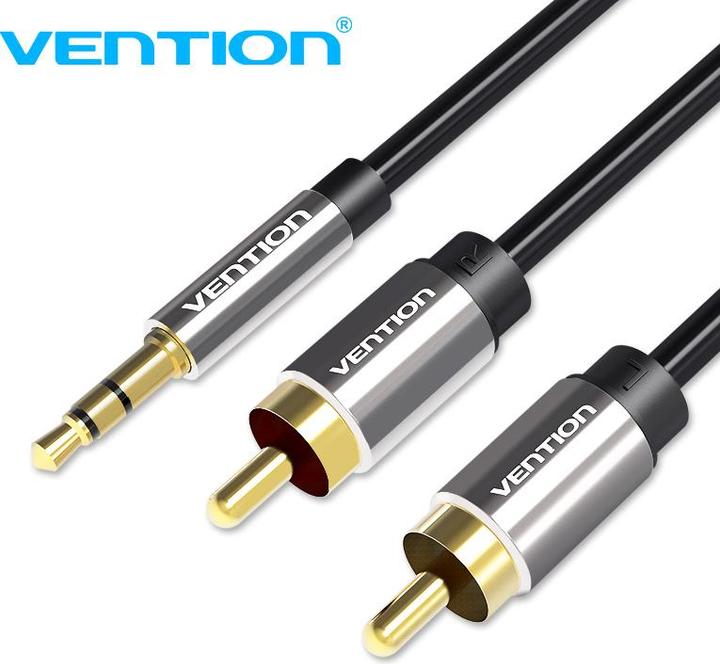 Produktbild Vention 2xRCA cable (Cinch) jack to 3.5mm BCFBJ 5m (black) (5 m, Cinch)