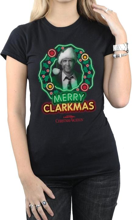 Actual product image National Lampoon´s Vacation Womens/Ladies Greyscale Clarkmas Cotton T-Shirt (XXL)