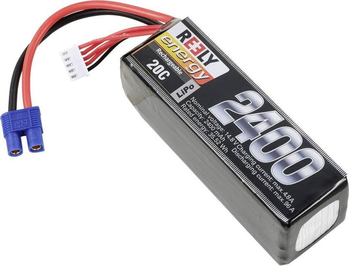 Image du produit Reely Modèle de batterie (LiPo) 14.8V 2400 mAh Nombre d'éléments : 4 20 C Softcase EC3 (14.80 V, 2400 mAh)