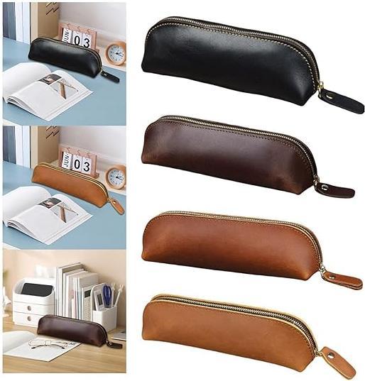 Produktbild Only-Bags.Store Vintage Ledertasche einfache Schreibwaren Aufbewahrungstasche Reissverschlussbox Schulbedarf
