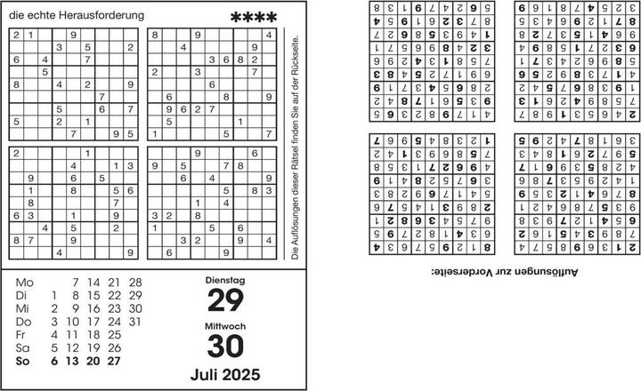 Produktbild Sudokukalender 2025. Der beliebte Abreisskalender mit 800 Zahlenrätseln (Deutsch)