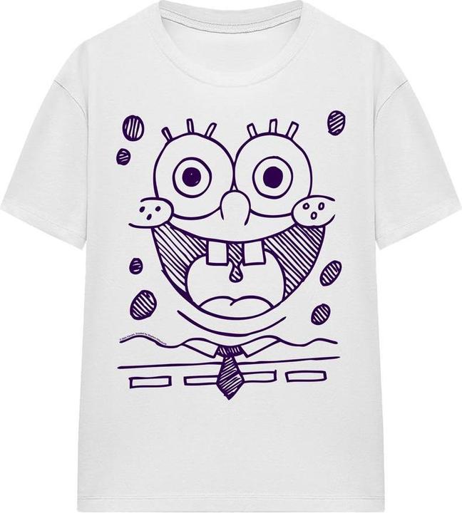 Actual product image Spongebob Squarepants Unisex Adult Grin Felt Pen T-Shirt (S)