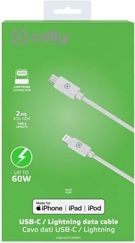 Actual product image Celly Lightning to UBS-C white 2m (2 m, USB 3.2 Gen 1)