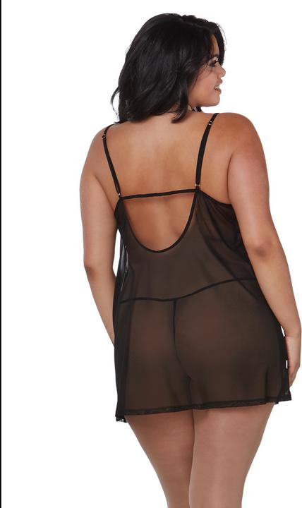 Produktbild Dreamgirl Stretch Mesh Chemise and Robe Set - XL (XXL)