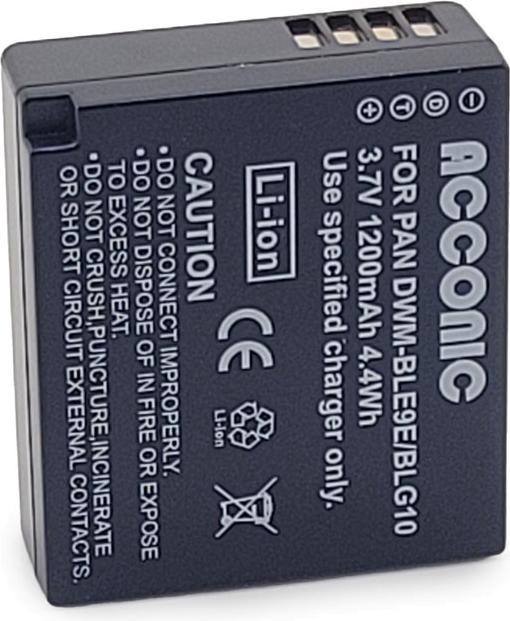 Actual product image Acconic Battery f. Panasonic DMW-BLG10 DMW-BLE9 DMC-GF3 DMC-LX85 DMC-LX100 (Rechargeable battery)