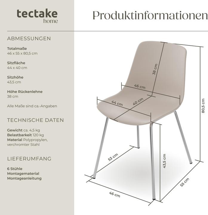 Produktbild tectake Kunststoffstühle Mave