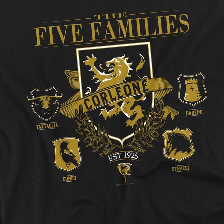 Actual product image The Godfather Mens Five Families Logos T-Shirt (XXL)