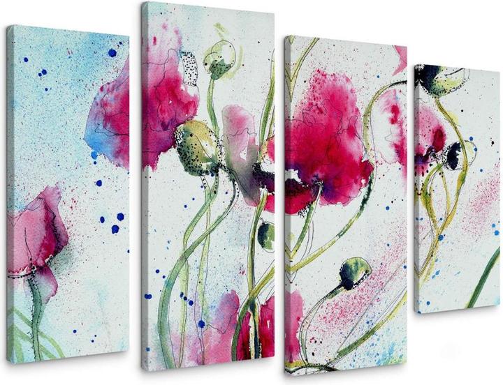Produktbild Trenddeko Mohnblumen Aquarell (4-teilig) (30 x 80 cm, 40 x 100 cm)