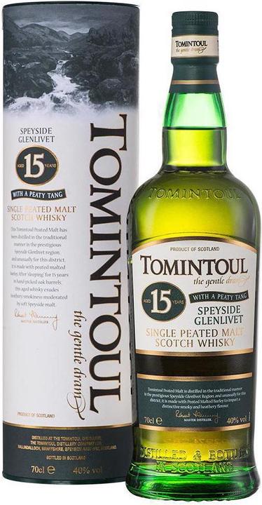 Actual product image Tomintoul 15 years with a Peaty Tang 0.7 l (Single Malt, Scotch whisky)