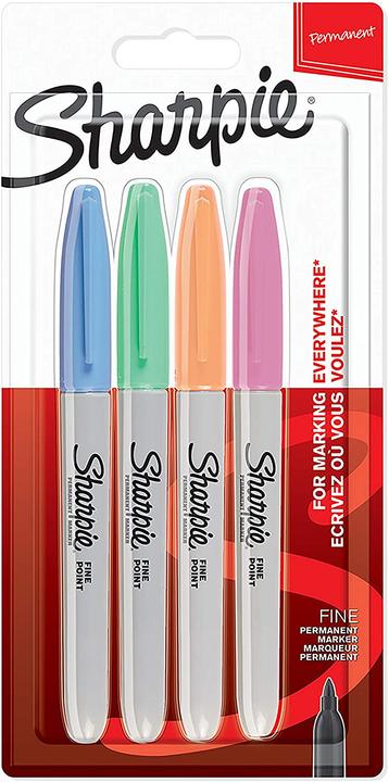 Produktbild Sharpie Marker Fein Rundspitze F 4er Pastel Farben (Blau, Pink, Orange, Grün, 1 mm, 4 x)