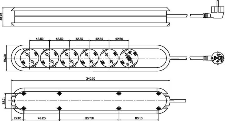 Actual product image Bachmann Power strip Smart 6-way white 5m 5.0 m supply cable, screwed (reusable screws) reconnect (6 x, CEE 7/3, 5 m)