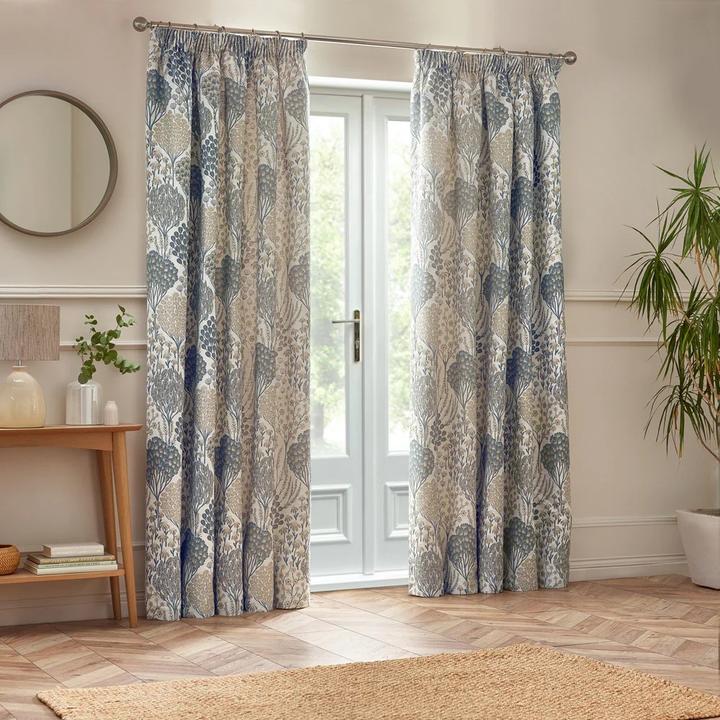 Actual product image Wylder Ophelia Jacquard Floral Pencil Pleat Curtains (117 x 137 cm)